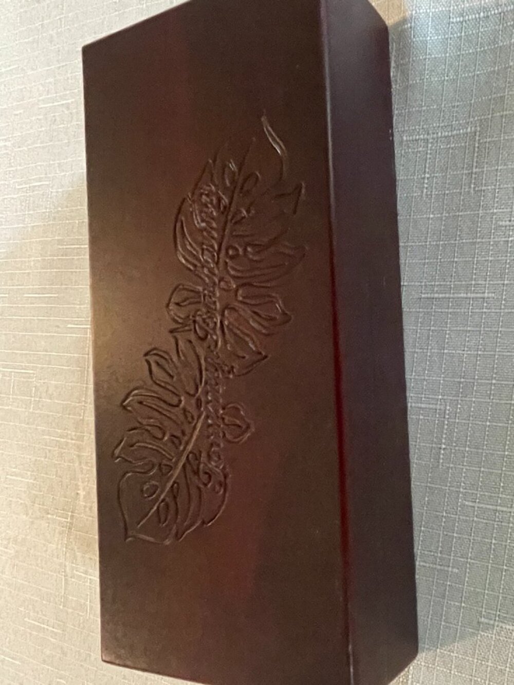 Tommy Bahama Red Wooden Corkscrew Box 7.5" x 3.5" Embossed No Corkscrew!